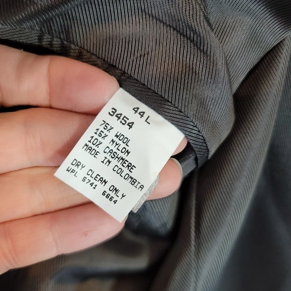 OSCAR DE LA RENTA WOOL CASHMERE BLEND BLACK SPORT COAT, SZ 44L
